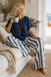OFFERTA LAMPO - Completo 2 pezzi in Lino e Cotone a Righe Easy | Spedizione tracciata