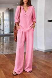 VENDITA FLASH - Completo Blusa con Scollo a V e Pantaloni a Gamba Larga | Spedizione Tracciata