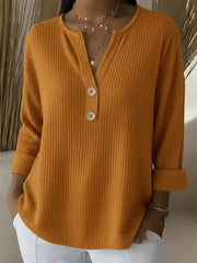 VENDITA LAMPO – Top in maglia waffle con scollo a V e bottoni | Spedizione tracciabile