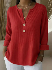 VENDITA LAMPO – Top in maglia waffle con scollo a V e bottoni | Spedizione tracciabile