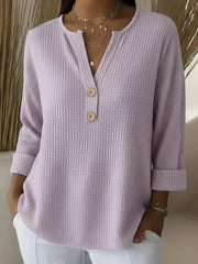 VENDITA LAMPO – Top in maglia waffle con scollo a V e bottoni | Spedizione tracciabile