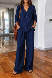 VENDITA FLASH - Completo Blusa con Scollo a V e Pantaloni a Gamba Larga | Spedizione Tracciata