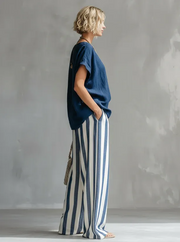 OFFERTA LAMPO - Completo 2 pezzi in Lino e Cotone a Righe Easy | Spedizione tracciata